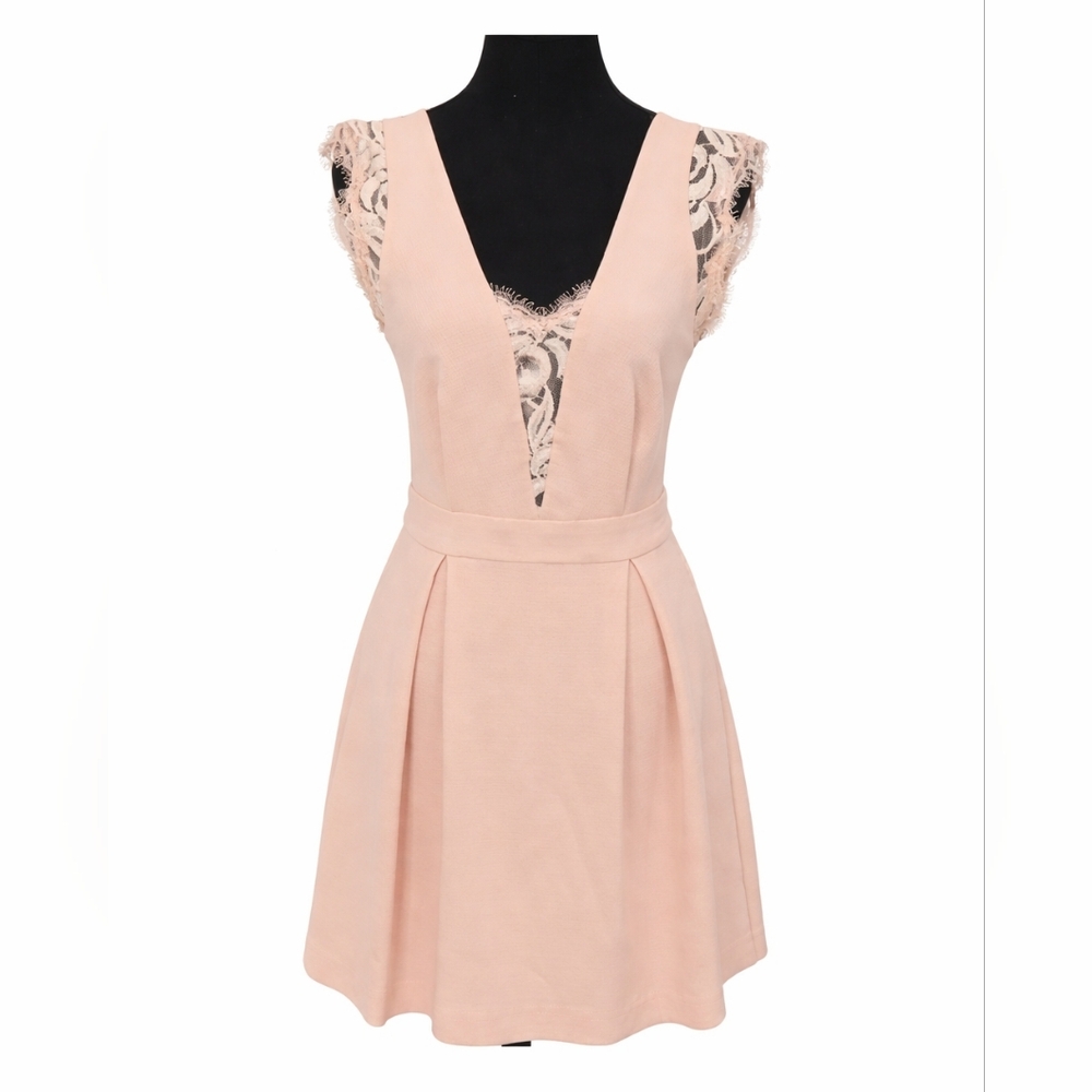 BCBGeneration Blush Pink Lace Inset Cocktail Dress Size 4